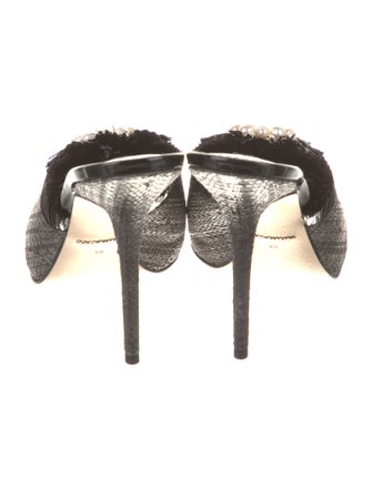 Dolce & Gabbana Faux Pearl Accents Straw Slides