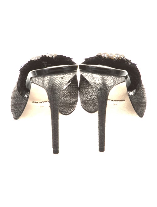 Dolce & Gabbana Faux Pearl Accents Straw Slides