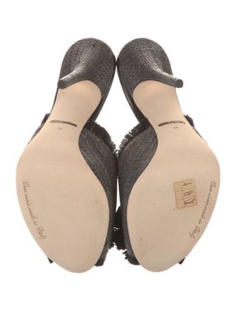 Dolce & Gabbana Faux Pearl Accents Straw Slides