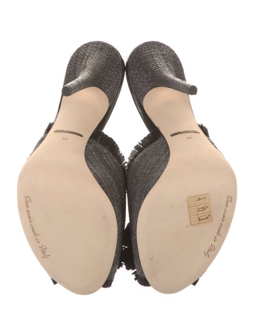 Dolce & Gabbana Faux Pearl Accents Straw Slides