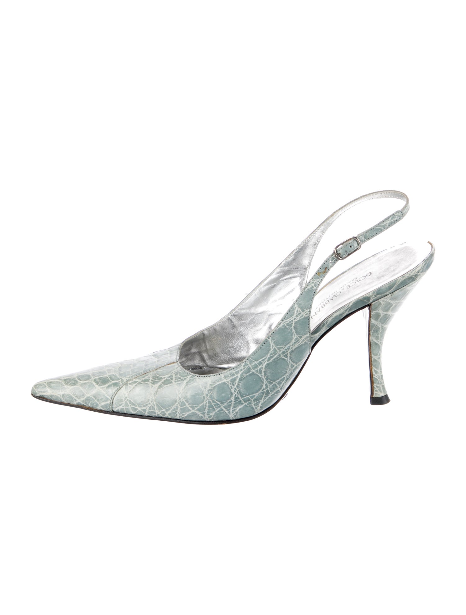 Dolce & Gabbana Leather Animal Print Slingback Pumps