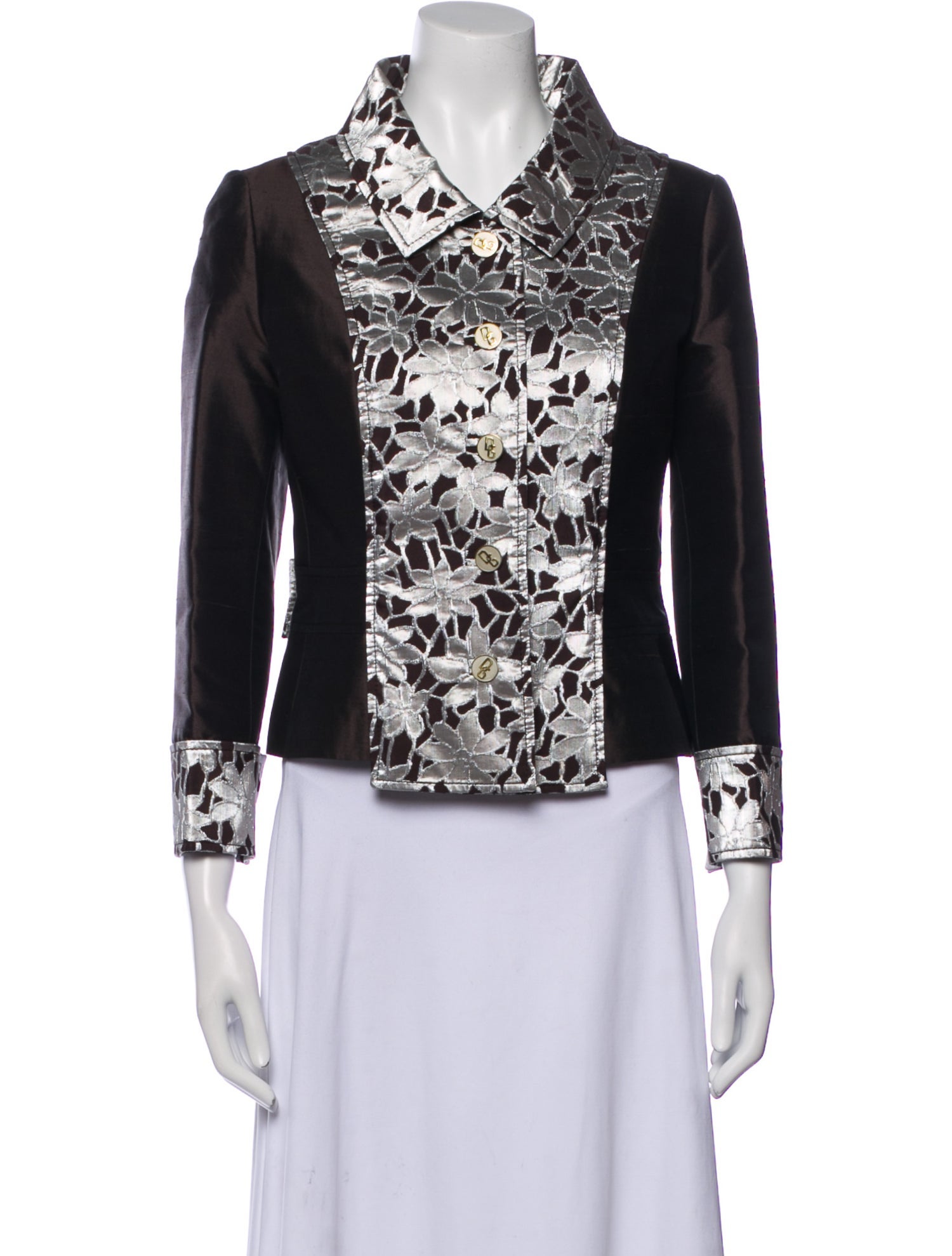 Dolce & Gabbana Silk Floral Print Evening Jacket