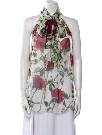 Dolce & Gabbana Floral Print Halterneck Blouse
