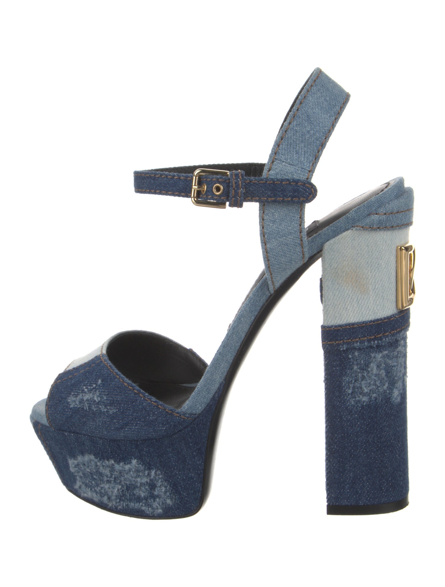 Dolce & Gabbana Denim Colorblock Pattern Sandals