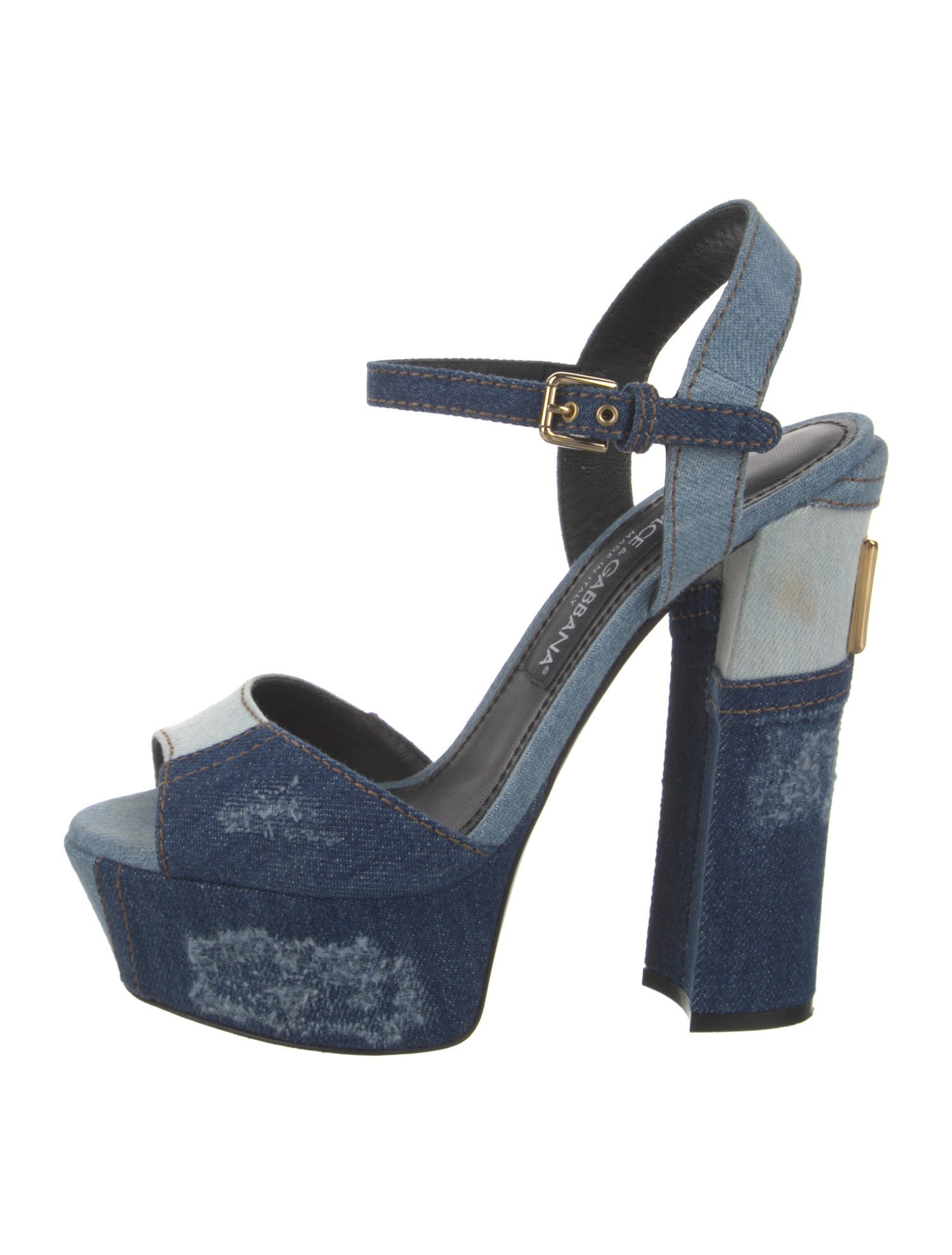 Dolce & Gabbana Denim Colorblock Pattern Sandals