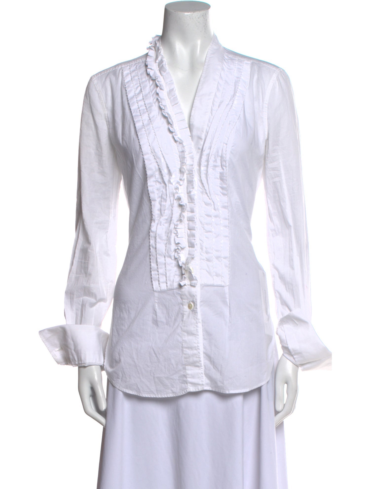 Dolce & Gabbana V-Neck Long Sleeve Button-Up Top