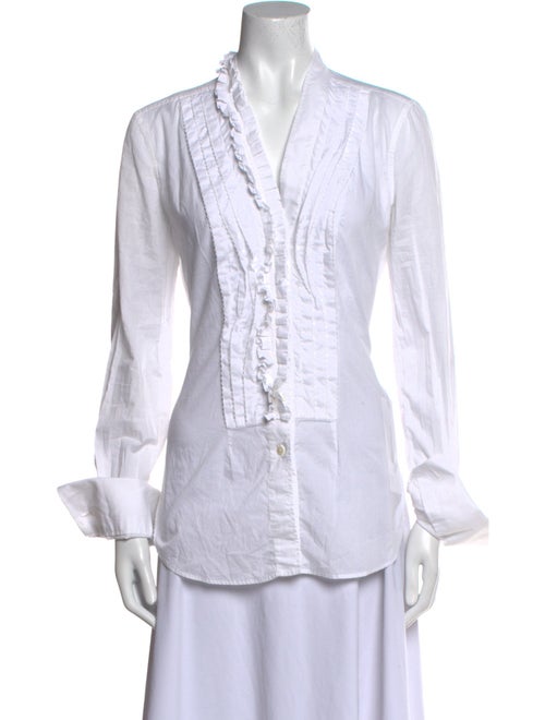 Dolce & Gabbana V-Neck Long Sleeve Button-Up Top