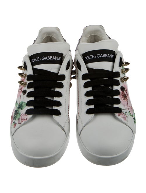 Dolce & Gabbana Leather Floral Print Sneakers