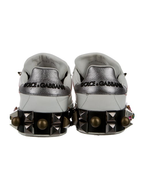 Dolce & Gabbana Leather Floral Print Sneakers