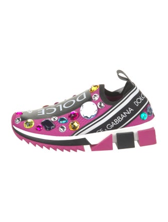 Dolce & Gabbana Colorblock Pattern Crystal Embellishments Sneakers