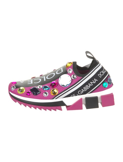 Dolce & Gabbana Colorblock Pattern Crystal Embellishments Sneakers