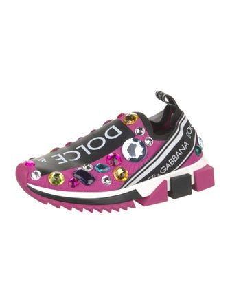 Dolce & Gabbana Colorblock Pattern Crystal Embellishments Sneakers