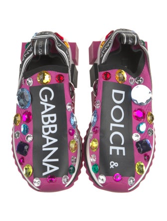 Dolce & Gabbana Colorblock Pattern Crystal Embellishments Sneakers