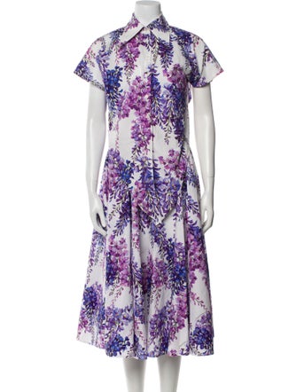 Dolce & Gabbana Floral Print Pleated Accents Skirt Set