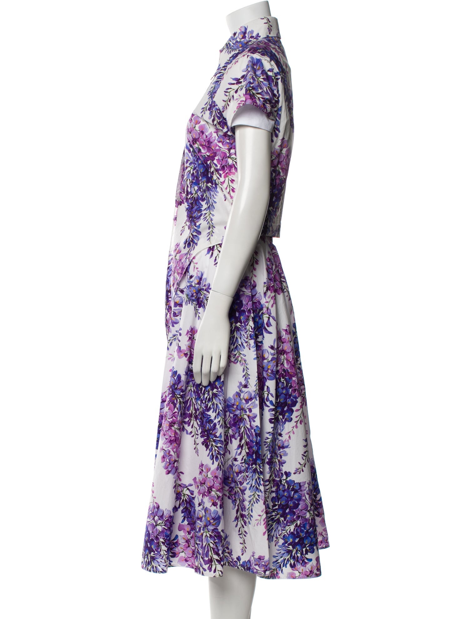 Dolce & Gabbana Floral Print Pleated Accents Skirt Set