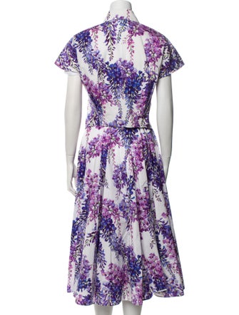 Dolce & Gabbana Floral Print Pleated Accents Skirt Set