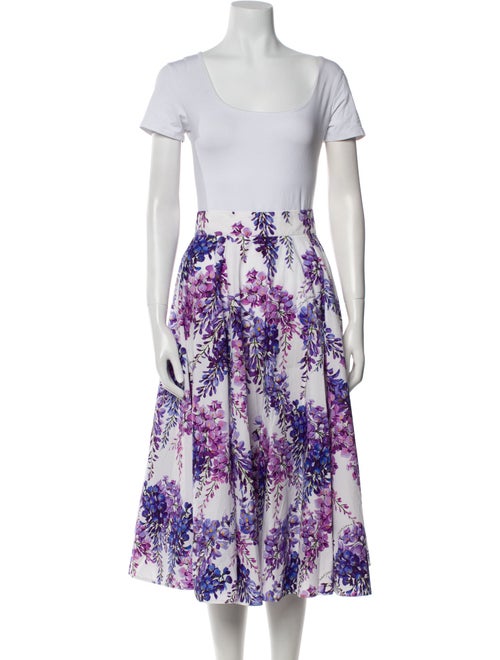 Dolce & Gabbana Floral Print Pleated Accents Skirt Set