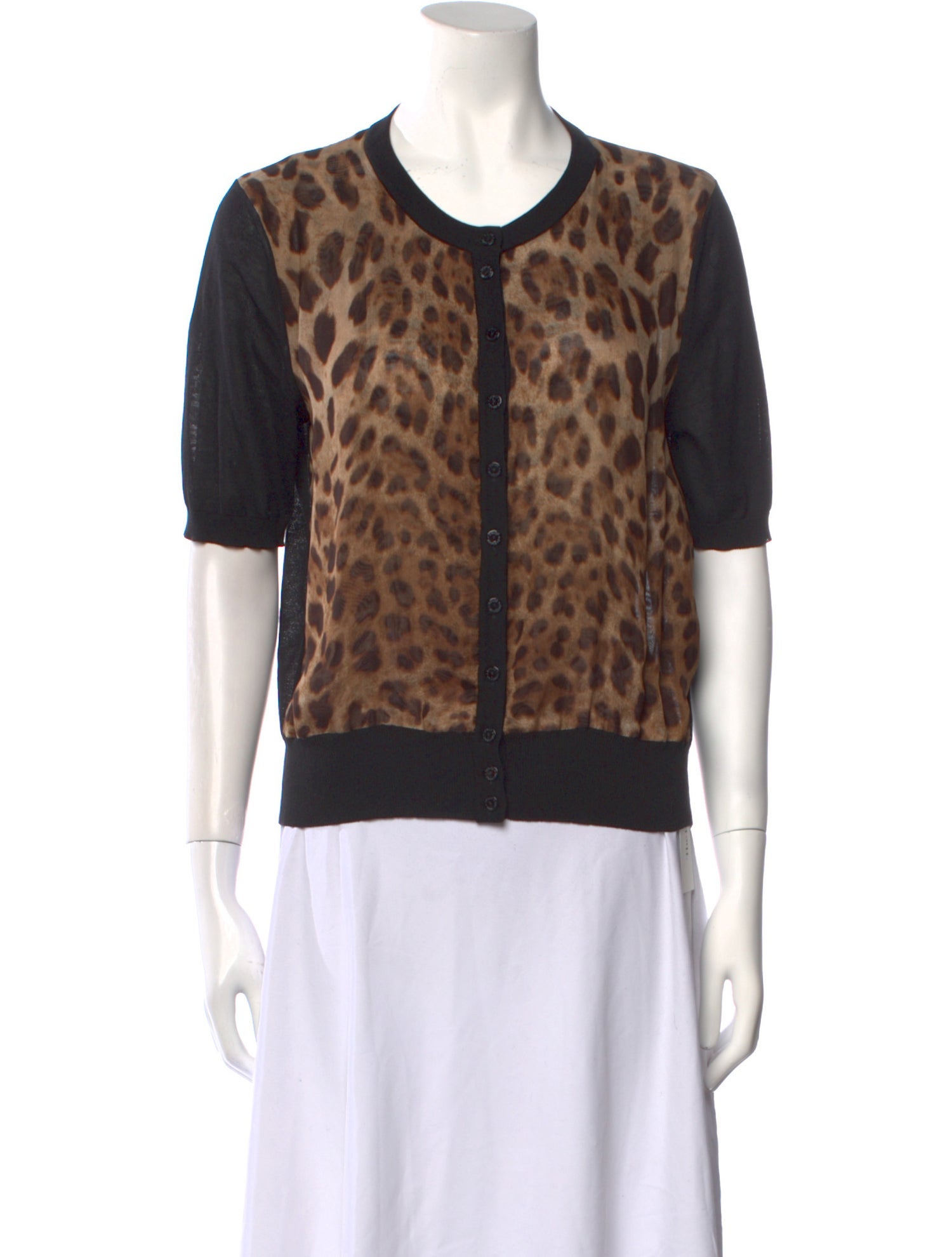 Dolce & Gabbana Animal Print Crew Neck Top