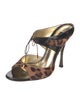Dolce & Gabbana Ponyhair Animal Print T-Strap Sandals