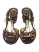 Dolce & Gabbana Ponyhair Animal Print T-Strap Sandals