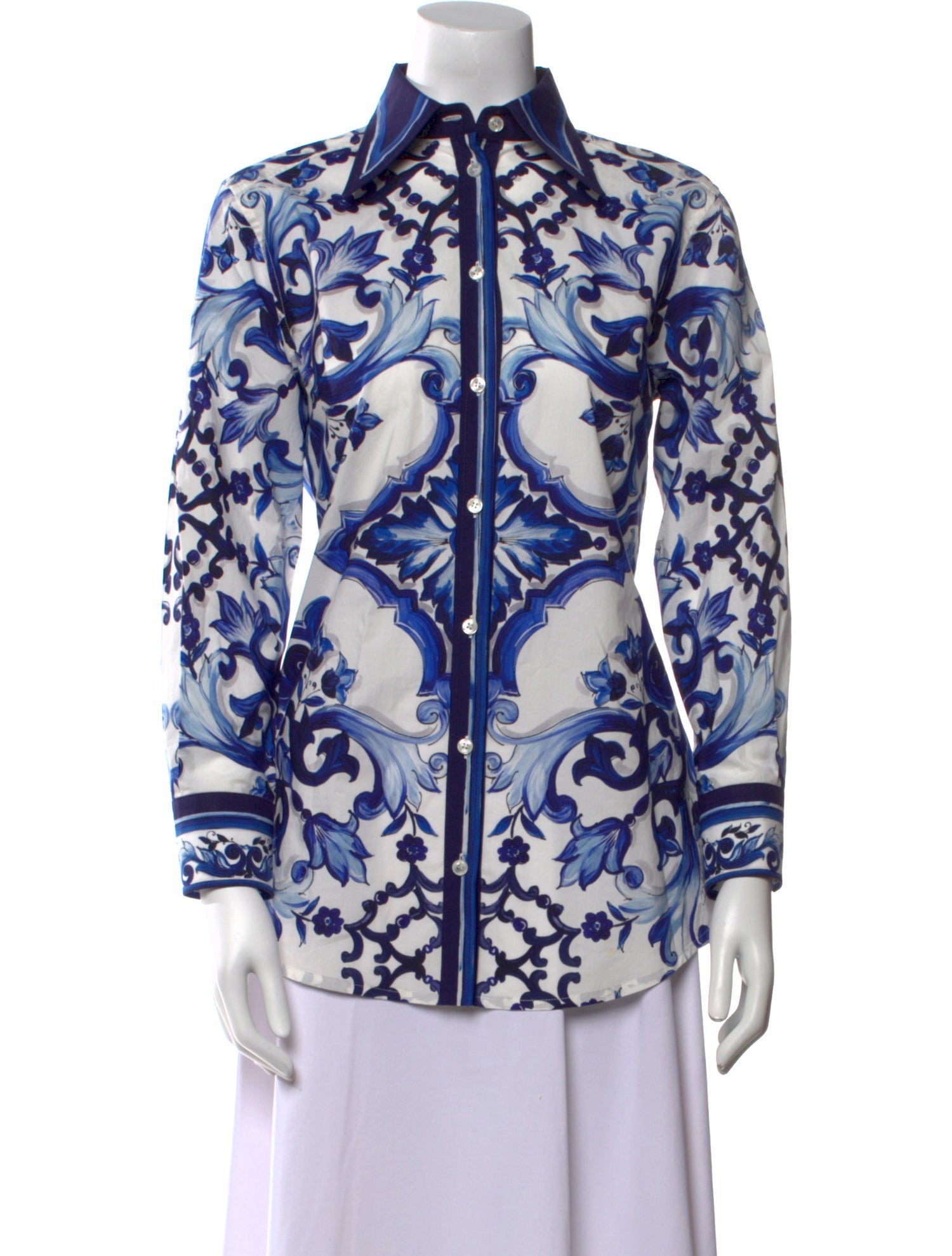 Dolce & Gabbana Printed Long Sleeve Button-Up Top