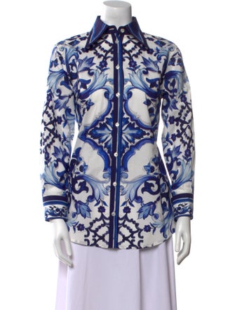 Dolce & Gabbana Printed Long Sleeve Button-Up Top