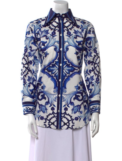 Dolce & Gabbana Printed Long Sleeve Button-Up Top