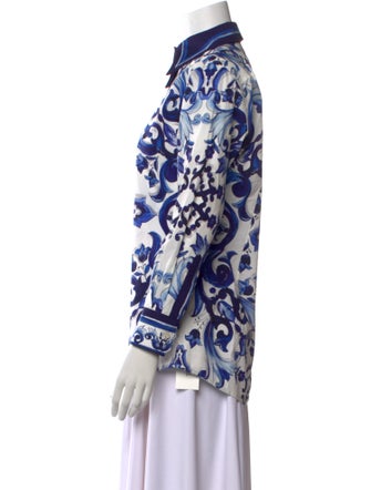 Dolce & Gabbana Printed Long Sleeve Button-Up Top
