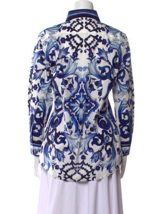 Dolce & Gabbana Printed Long Sleeve Button-Up Top