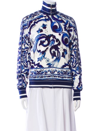 Dolce & Gabbana Silk Floral Print Bomber Jacket