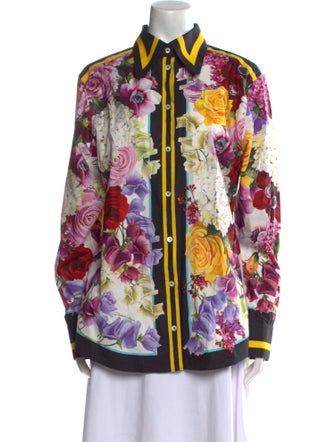 Dolce & Gabbana Floral Print Long Sleeve Button-Up Top