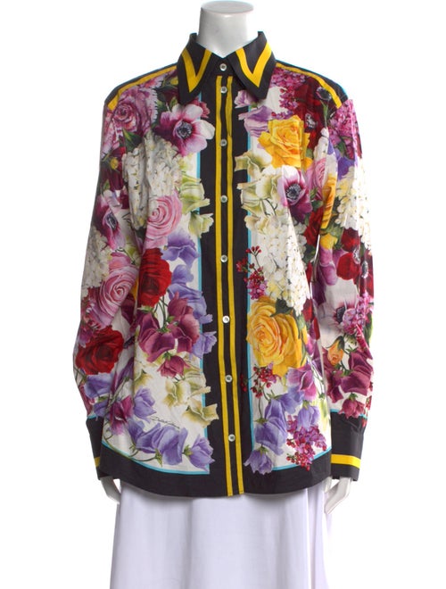 Dolce & Gabbana Floral Print Long Sleeve Button-Up Top