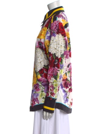 Dolce & Gabbana Floral Print Long Sleeve Button-Up Top