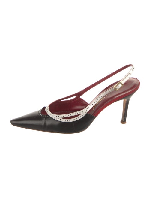 Dolce & Gabbana Leather Colorblock Pattern Slingback Pumps