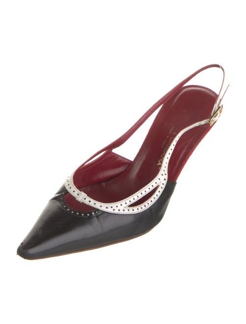 Dolce & Gabbana Leather Colorblock Pattern Slingback Pumps