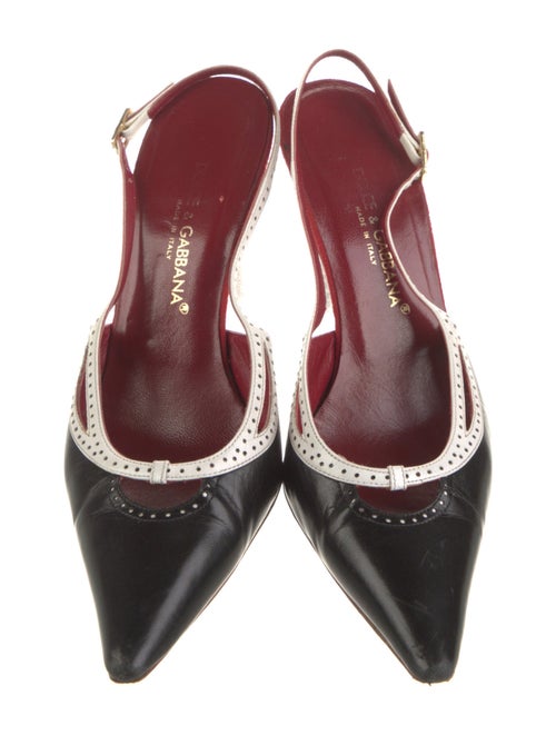 Dolce & Gabbana Leather Colorblock Pattern Slingback Pumps