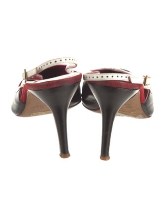 Dolce & Gabbana Leather Colorblock Pattern Slingback Pumps