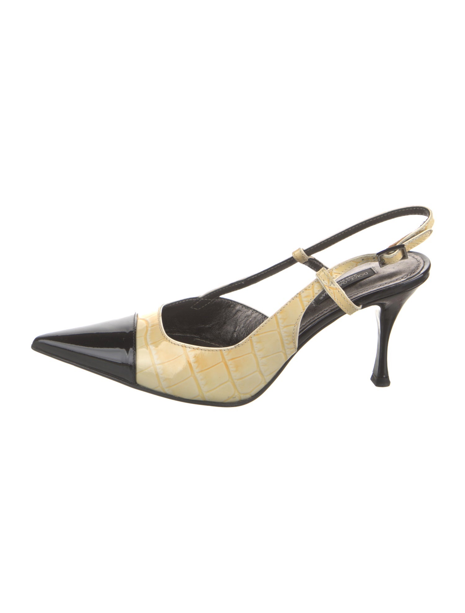 Dolce & Gabbana Patent Leather Colorblock Pattern Slingback Pumps