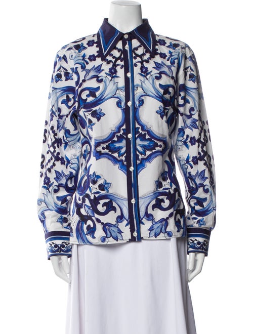 Dolce & Gabbana Printed Long Sleeve Button-Up Top