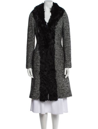 Dolce & Gabbana Tweed Pattern Faux Fur Coat