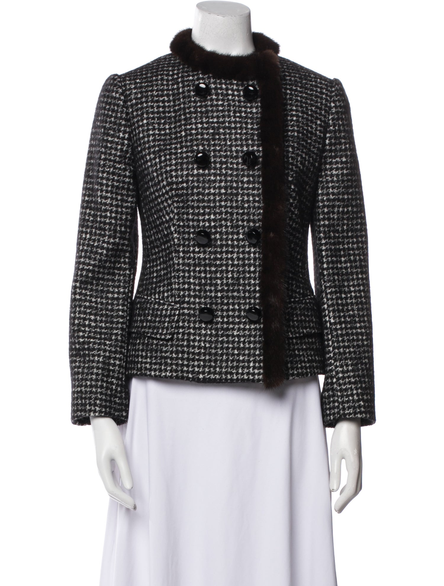 Dolce & Gabbana Houndstooth Print Fur Jacket