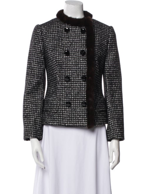 Dolce & Gabbana Houndstooth Print Fur Jacket