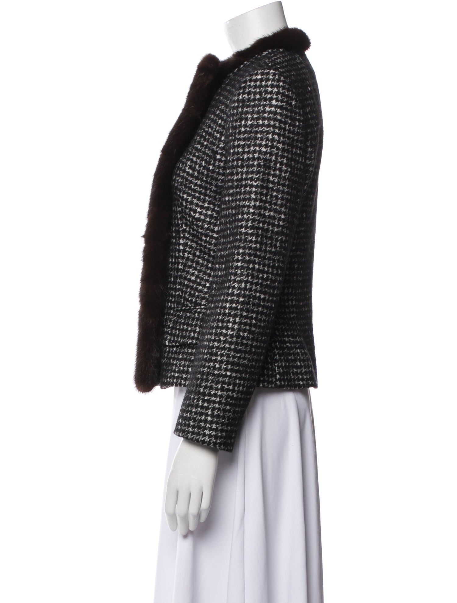 Dolce & Gabbana Houndstooth Print Fur Jacket
