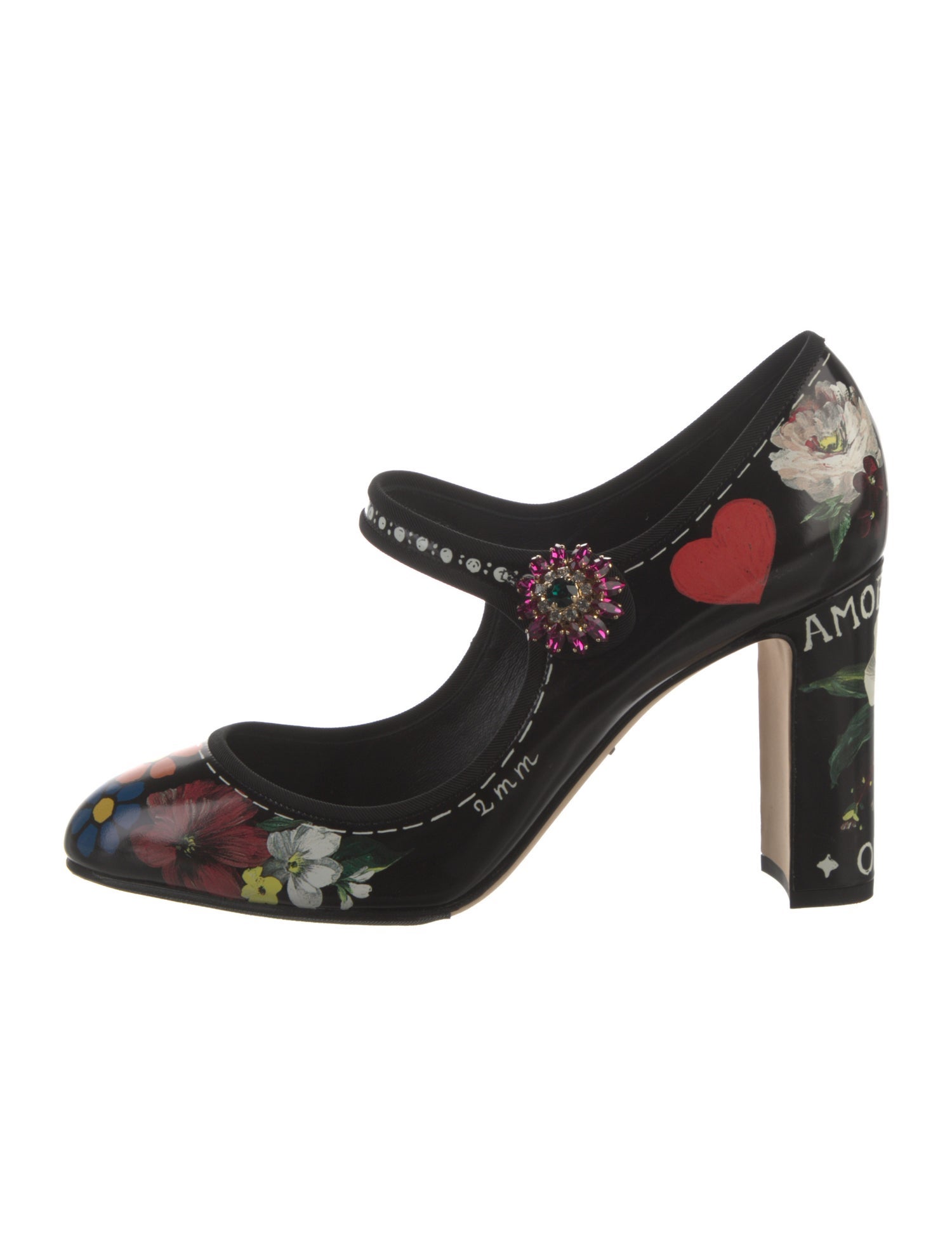 Dolce & Gabbana Leather Floral Print Pumps