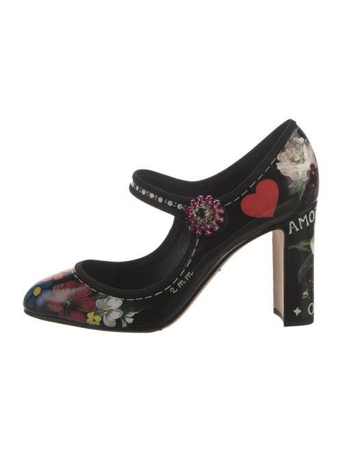 Dolce & Gabbana Leather Floral Print Pumps