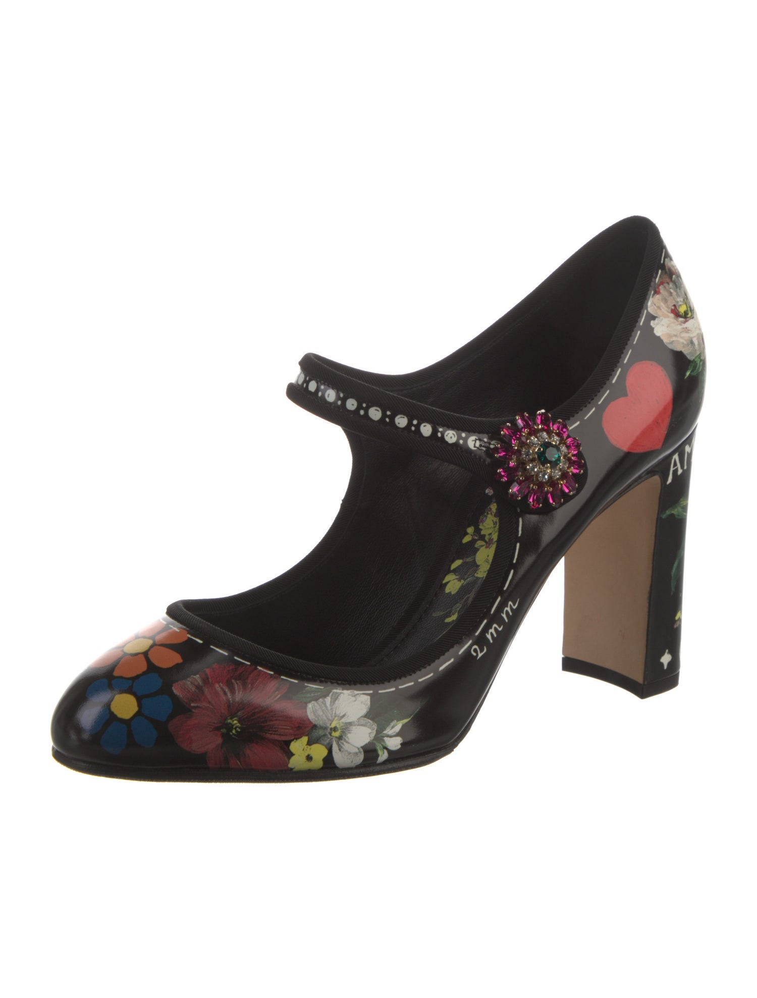 Dolce & Gabbana Leather Floral Print Pumps