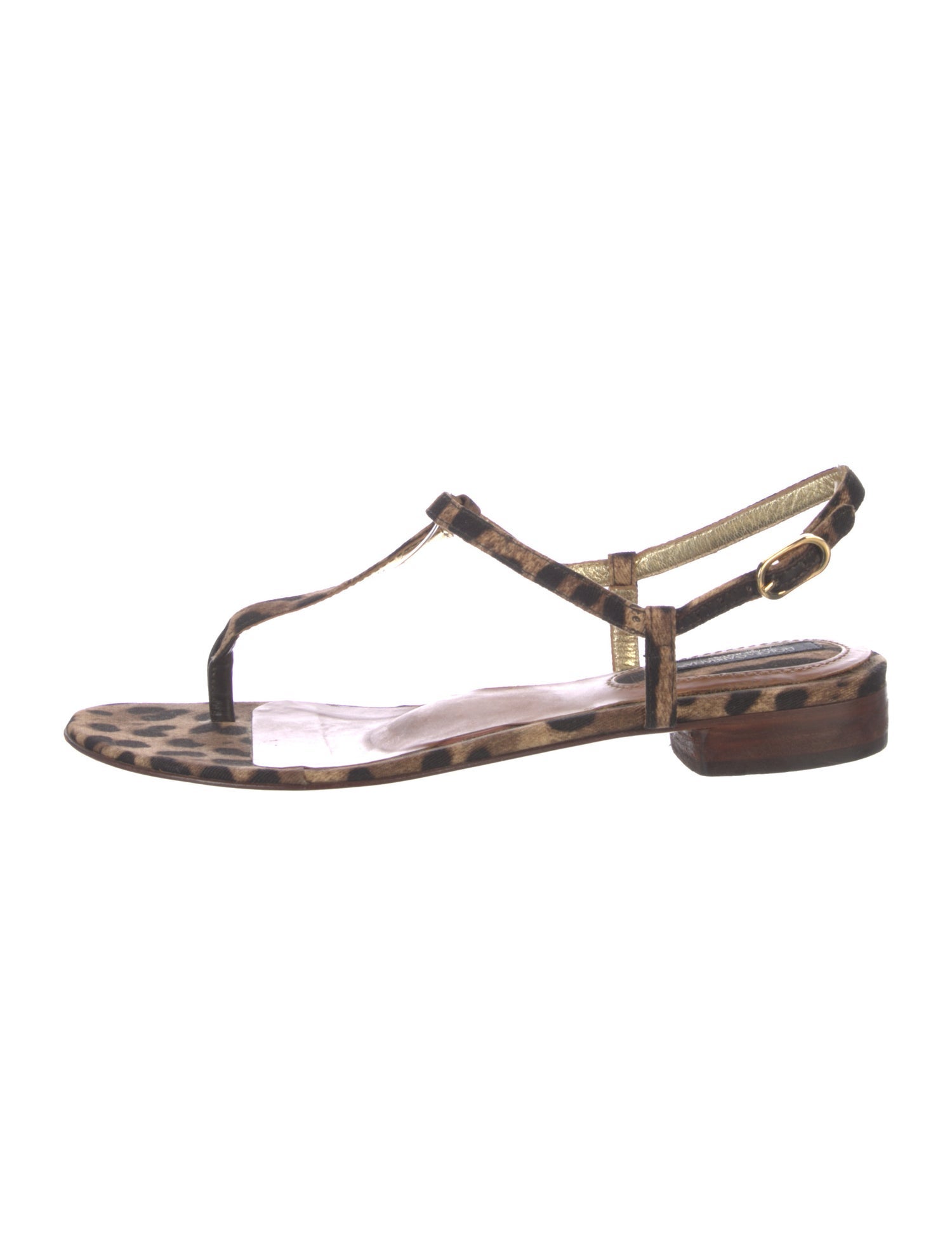Dolce & Gabbana Vintage Leather T-Strap Sandals