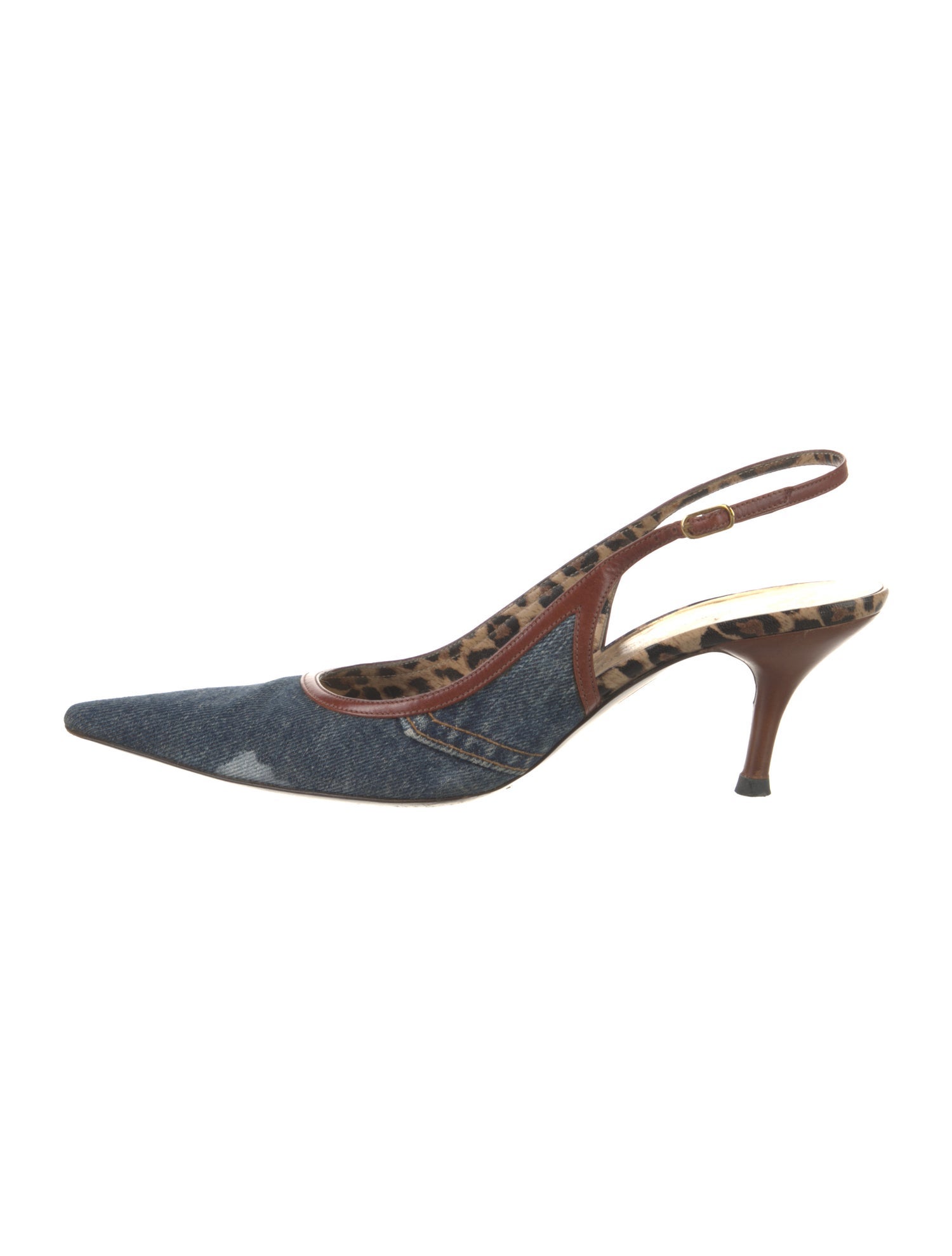 Dolce & Gabbana Denim Printed Slingback Pumps