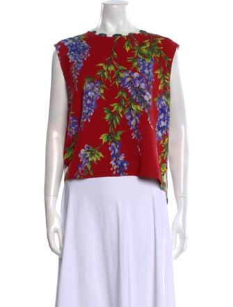 Dolce & Gabbana Floral Print Scoop Neck Crop Top