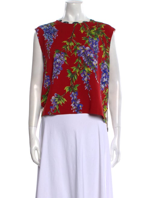 Dolce & Gabbana Floral Print Scoop Neck Crop Top